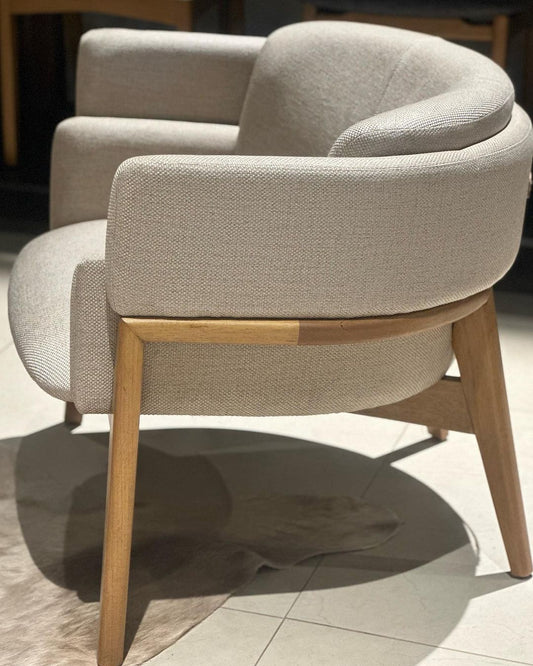 Livorno Armchair Cinnamon Wood Upholstered Fabric Backrest and Seat 81