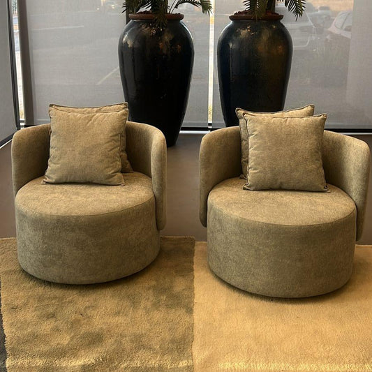 Luna Armchair with Swivel Base Upholstered in Athens Velvet AA167