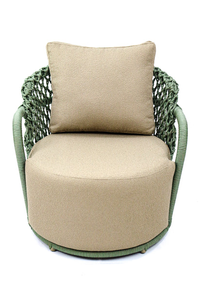Poltrona Luxemburgo Alumínio com Corda Náutica Cor Verde Estofado Umbrella DuckTown