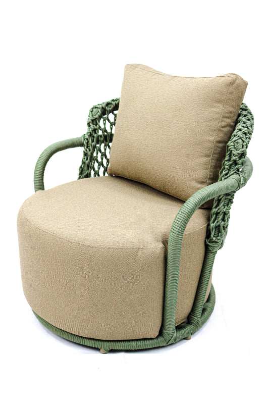 Poltrona Luxemburgo Alumínio com Corda Náutica Cor Verde Estofado Umbrella DuckTown