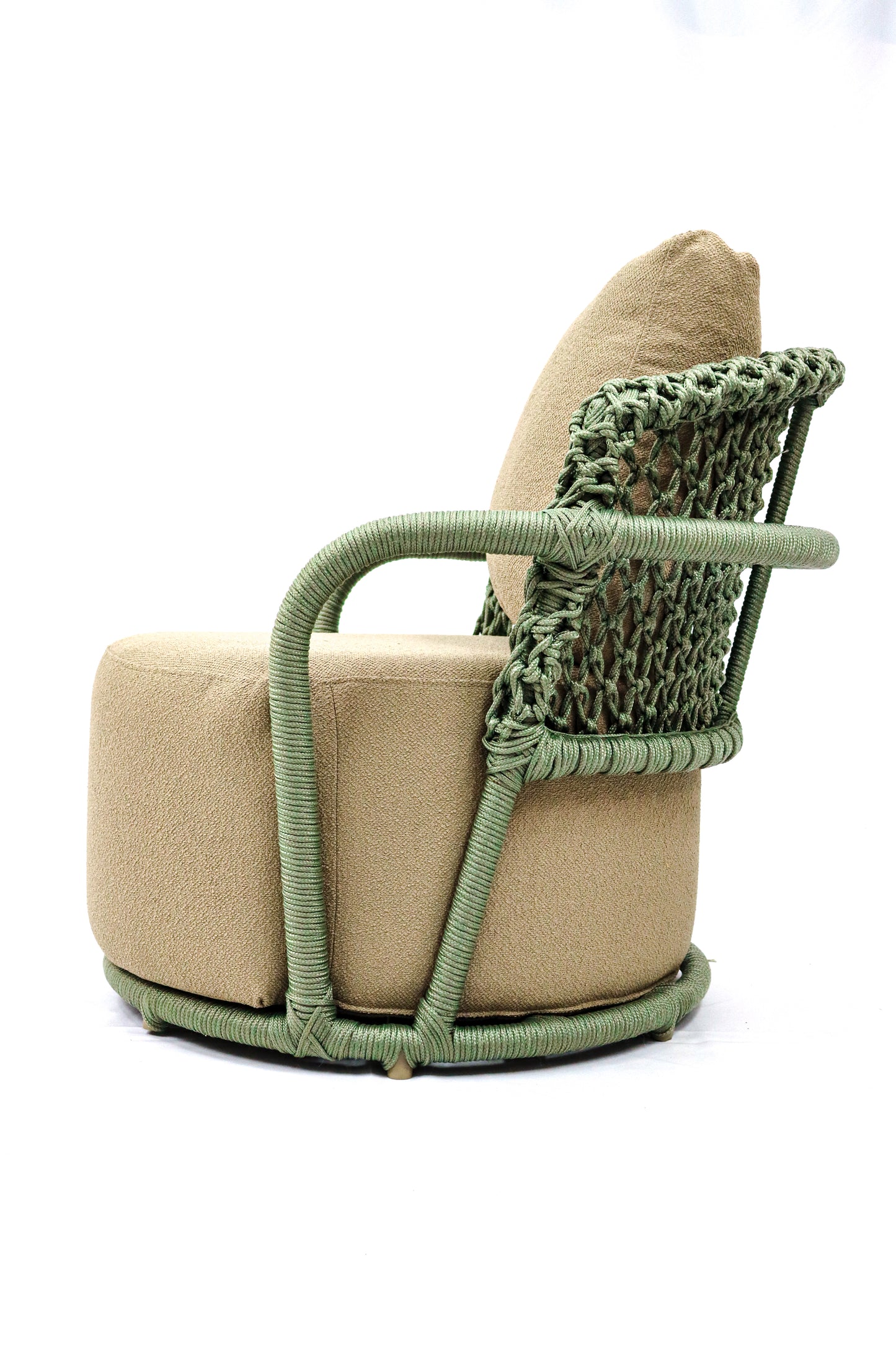 Poltrona Luxemburgo Alumínio com Corda Náutica Cor Verde Estofado Umbrella DuckTown