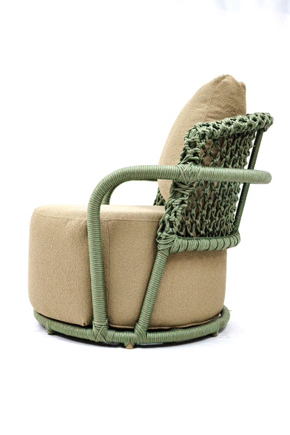 Poltrona Luxemburgo Alumínio com Corda Náutica Cor Verde Estofado Umbrella DuckTown