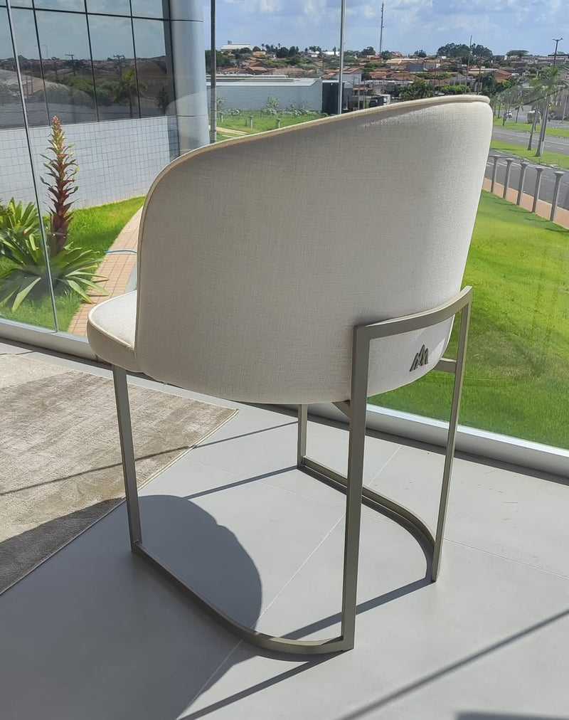 Poltrona Luxor Aço Cor Champagne Assento Estofado Tecido A-723