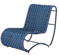 Poltrona Onda em Alumínio e Tricô náutica Azul (CORES PERSONALIZÁVEIS)