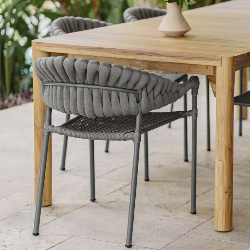 Cadeira Valentina Alumínio Cor Cinza e Corda Náutica e Tricô Náutico Cor Rami