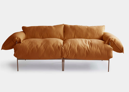 Sofá Modular Asa Alumínio Cor Marrom Assento Estofado Tecido Alba Âmbar - 2 Módulos