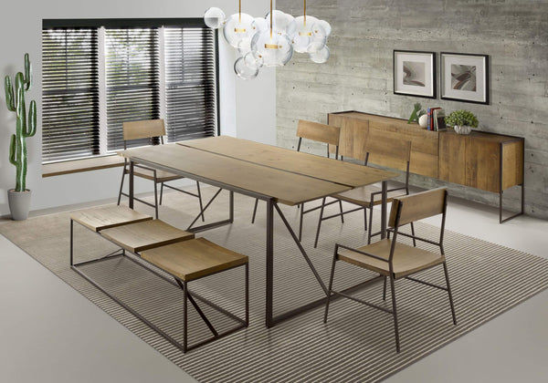 Ambiente 2 com Banco Lumber 3 Lugares 150x40cm Ferro e Madeira