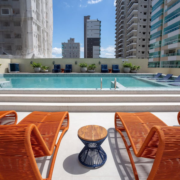 Ambiente 3 com Poltrona Onda em Alumínio e Tricô náutica Azul (CORES PERSONALIZÁVEIS)
