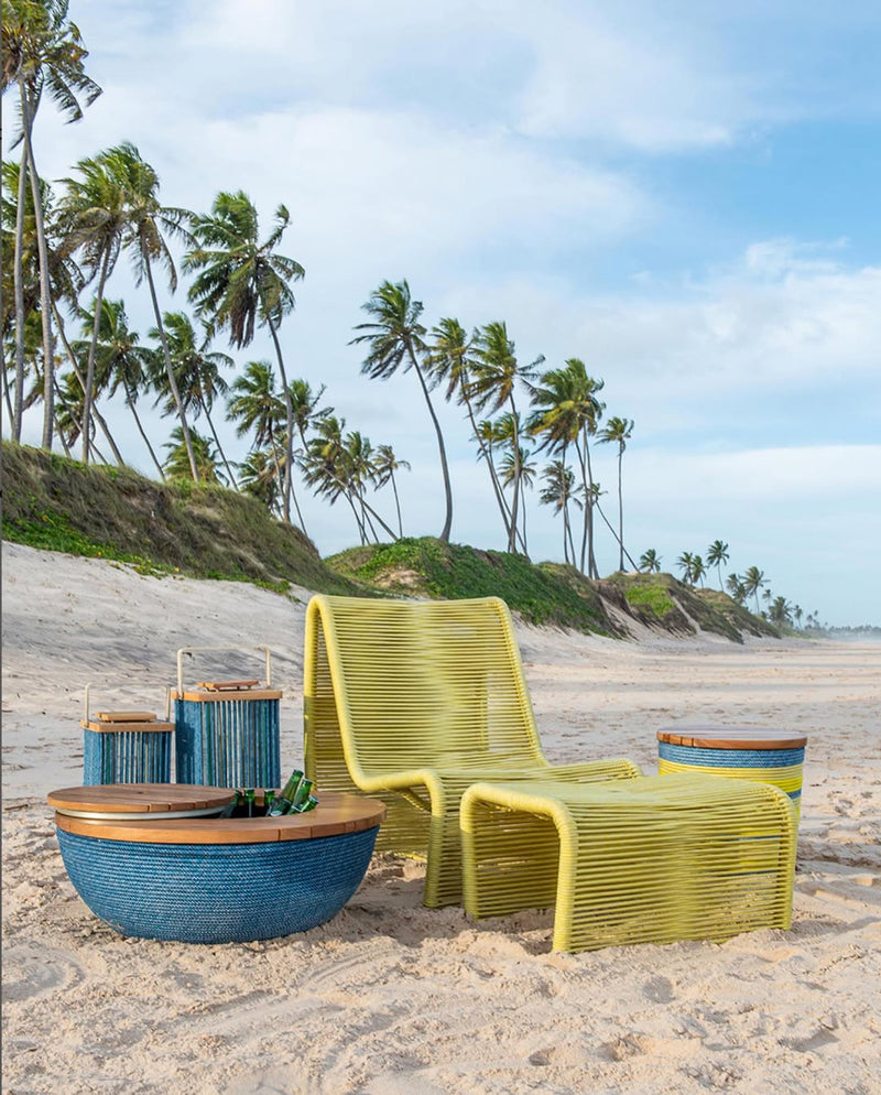 Poltrona Onda em Alumínio e Tricô náutica Azul