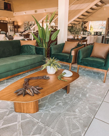Mesa de centro orgánica madera 140x75cm