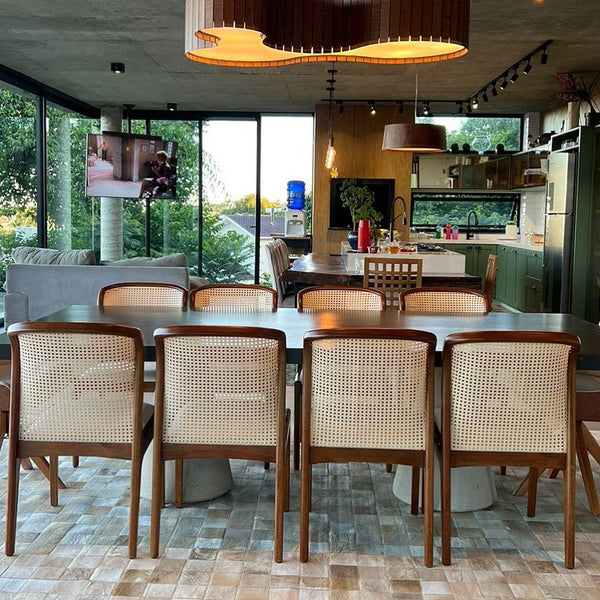 Ambiente 1 com Isis Chair Wood 60 Backrest Natural Hexagonal Straw Upholstered Seat Fabric AQ2001