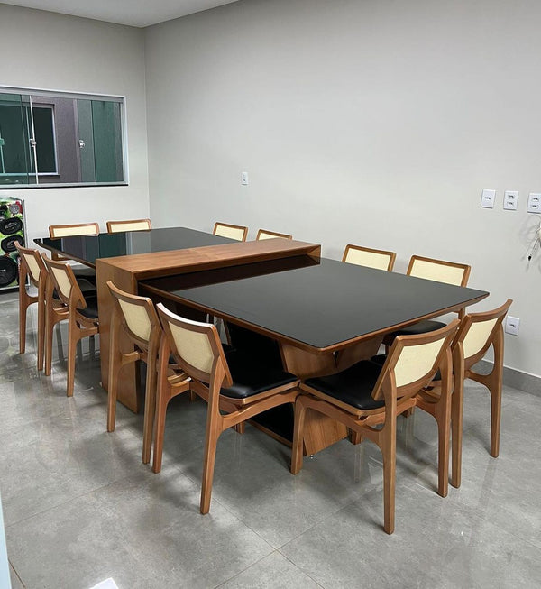 Ambiente 4 com Silla Verónica Respaldo de Madera Asiento Cerrado de Lona Tapizado Lino Gris
