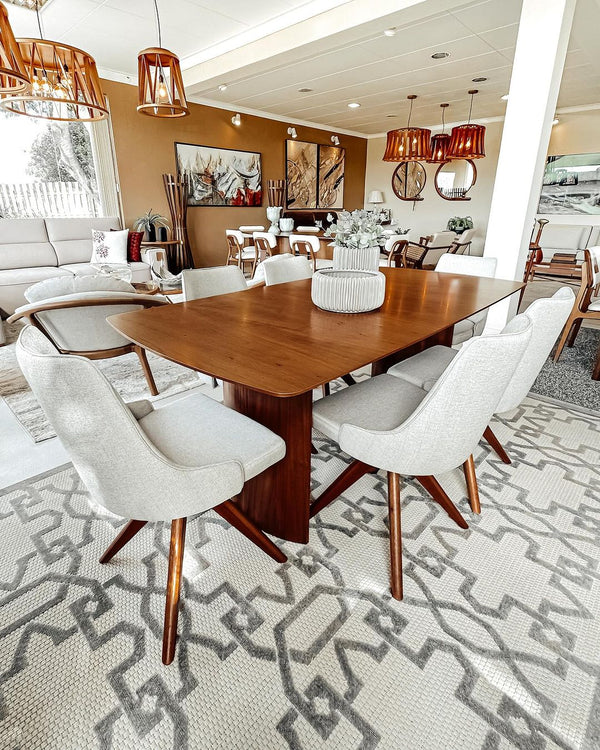 Ambiente 1 com Bonita Mesa de Comedor Madera 180x90cm - 8 Plazas