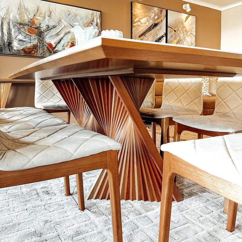 Mesa de Jantar Vitara Madeira Cor Cinamomo 58 Tampo Vidro Branco 240x120cm