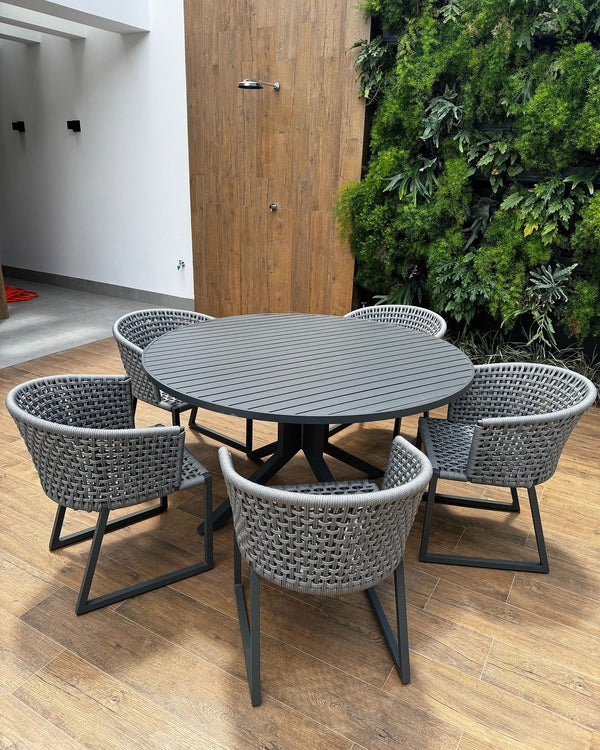 Ambiente 3 com Gold Aluminum Chair Black Color Nautical Rope Black Color