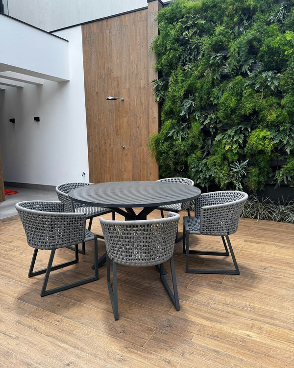 Ambiente 3 com Gold Aluminum Chair Black Color Nautical Rope Mixed Color Brown