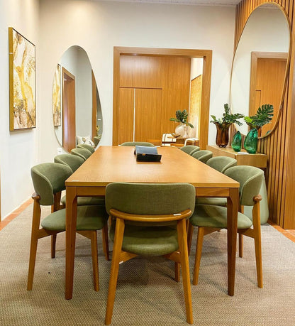 Monic Chair Almond Wood Backrest and Seat Upholstered in Braque Fabric 578