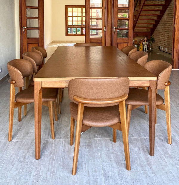 Ambiente 1 com Monic Chair Almond Wood Backrest and Seat Upholstered Fabric Facto 534