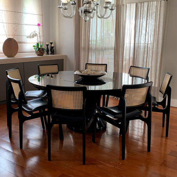Ambiente 3 com Silla Verónica Respaldo de Madera Asiento Cerrado de Lona Tapizado Lino Gris