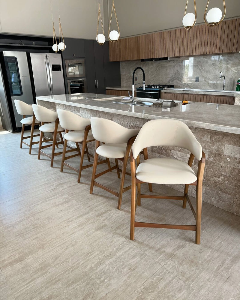 Pala Stool in Black Lacquered Wood with Backrest and Seat Upholstered in Facto Cognac Fabric 534