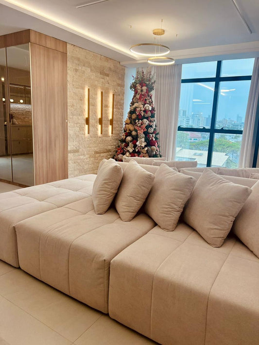 Portinari Island Upholstered Sofa in Athens Velvet AA165 - 3 Modules