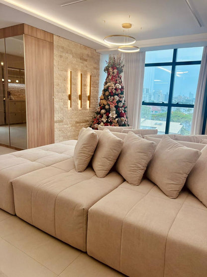 Portinari Island Upholstered Sofa in Athens Velvet AA165 - 3 Modules