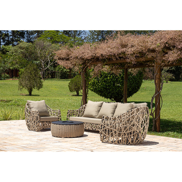 Ambiente 1 com Sofá ilustre tapizado en aluminio negro con cuerda náutica Fendi - 3 plazas