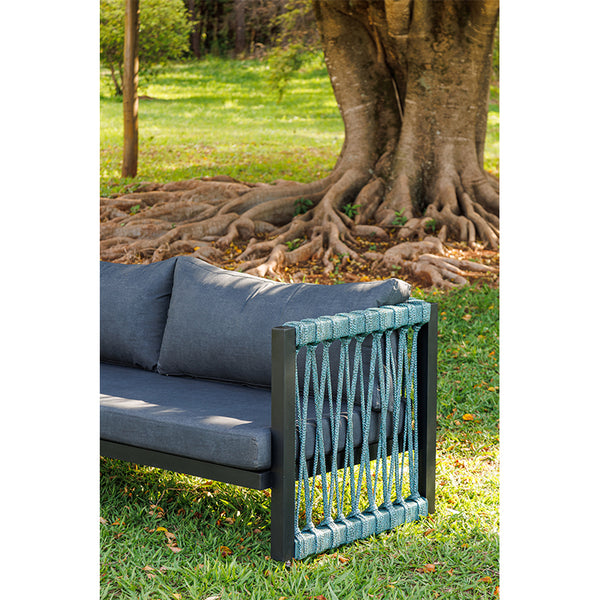 Ambiente 2 com Robust Upholstered Armchair in Graphite Aluminum and Green Mixed Color Nautical Rope