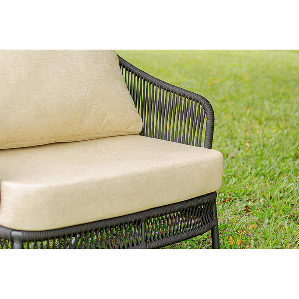 Ambiente 3 com Sillón Serene Tapizado en Aluminio Negro y Cuerda Náutica Negra