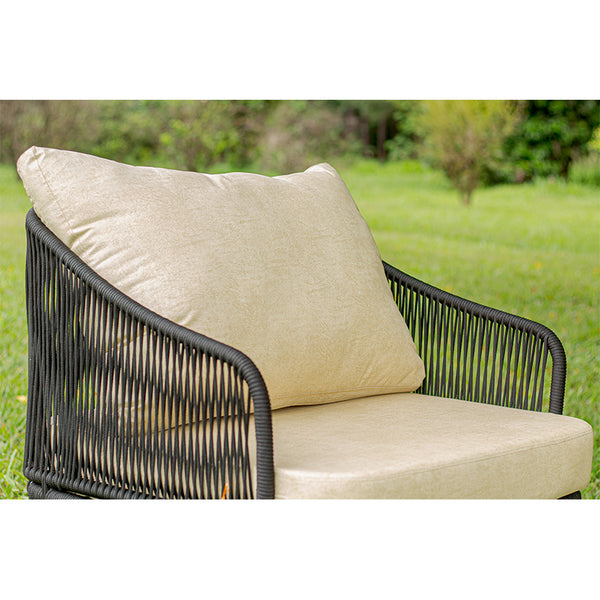 Ambiente 2 com Sillón Serene Tapizado en Aluminio Negro y Cuerda Náutica Negra