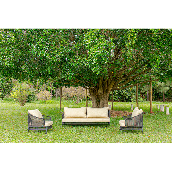 Ambiente 1 com Sillón Serene Tapizado en Aluminio Negro y Cuerda Náutica Negra