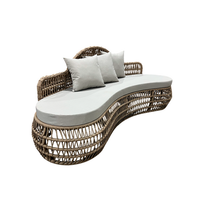 Sofá Orgânico Valentina Estofado Alumínio Cor Fendi Corda Náutica Cor Rami