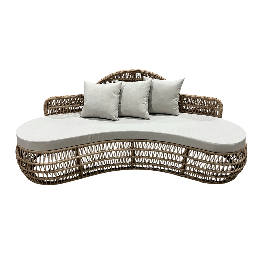 Sofá Orgânico Valentina Estofado Alumínio Cor Fendi Corda Náutica Cor Rami