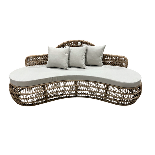 Sofá Orgânico Valentina Estofado Alumínio Cor Fendi Corda Náutica Cor Rami