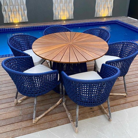 Round Dining Table Top 120cm Slatted Pizza Solid Cumaru Wood
