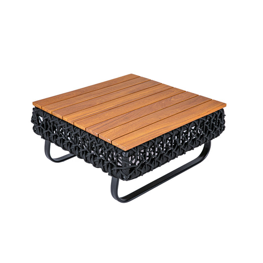 Mesa de Centro Veneza Tampo Madeira Alumínio Cor Preto e Corda Náutica Cor Preto