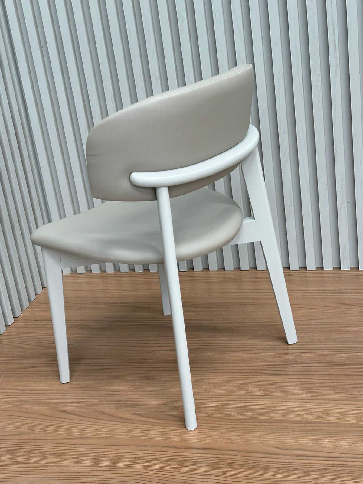 Monic Chair in Black Lacquered Wood, Upholstered Backrest and Seat in Bucle Fabric 566