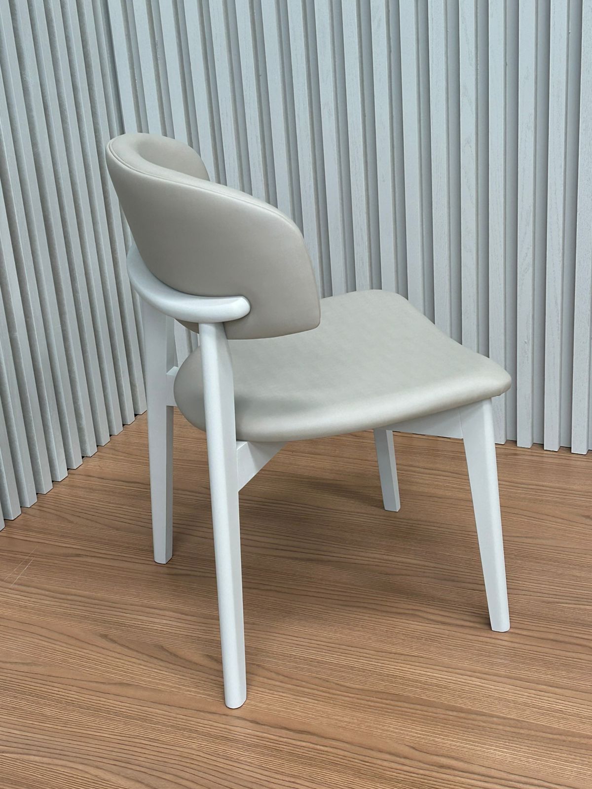 Monic Chair in Black Lacquered Wood, Upholstered Backrest and Seat in Bucle Fabric 566