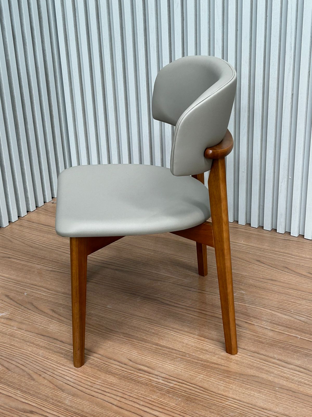 Monic Chair in Black Lacquered Wood, Upholstered Backrest and Seat in Bucle Fabric 566