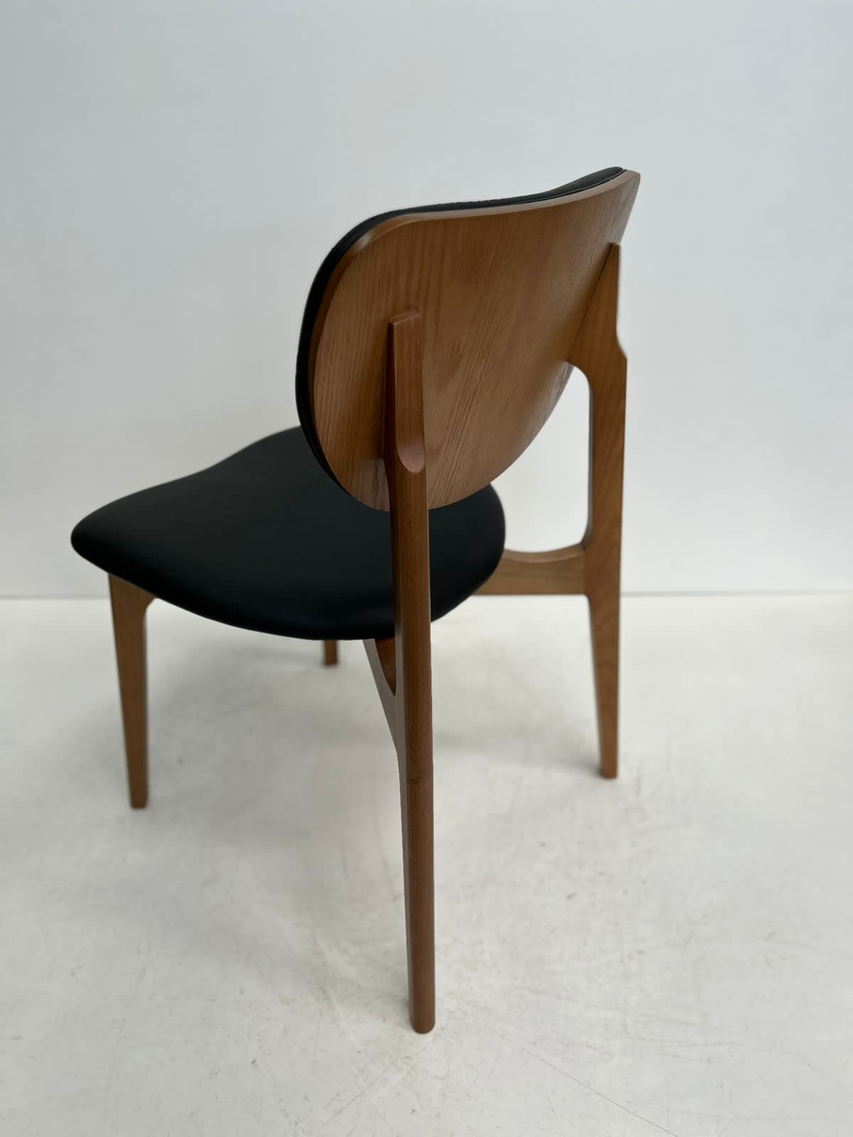 Monic Chair in Black Lacquered Wood, Upholstered Backrest and Seat in Bucle Fabric 566