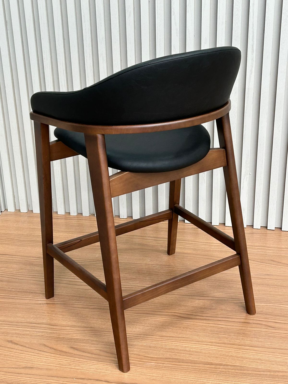 Pala Chair in Black Lacquered Wood with Backrest and Seat Upholstered in Facto Cognac Fabric 534