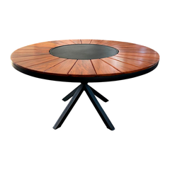 Mesa Volt Prato Giratório 160cm Tampo Madeira Peroba Rosa