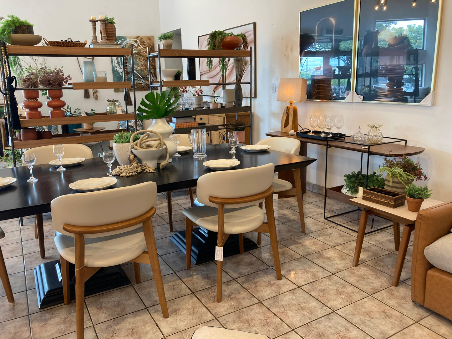 Monic Chair in Black Lacquered Wood, Upholstered Backrest and Seat in Bucle Fabric 566