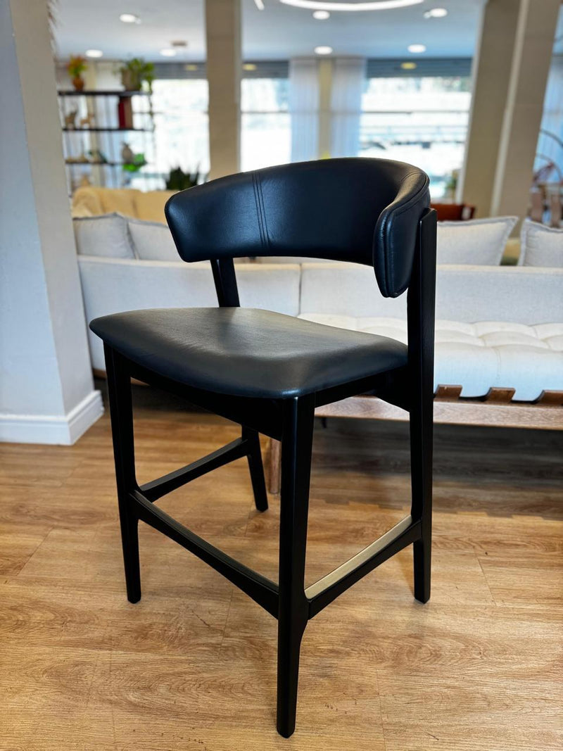 Taburete de madera Dior Asiento tapizado en tela Facto Cognac 890A