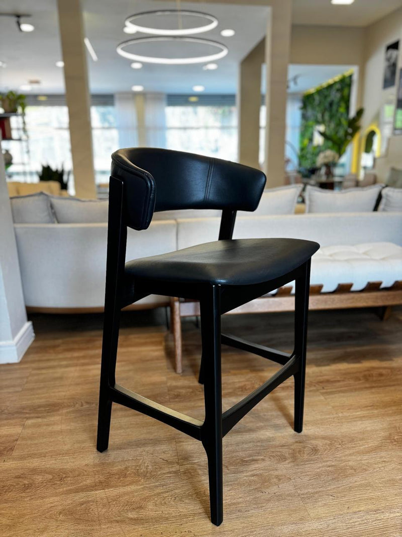 Taburete de madera Dior Asiento tapizado en tela Facto Cognac 890A