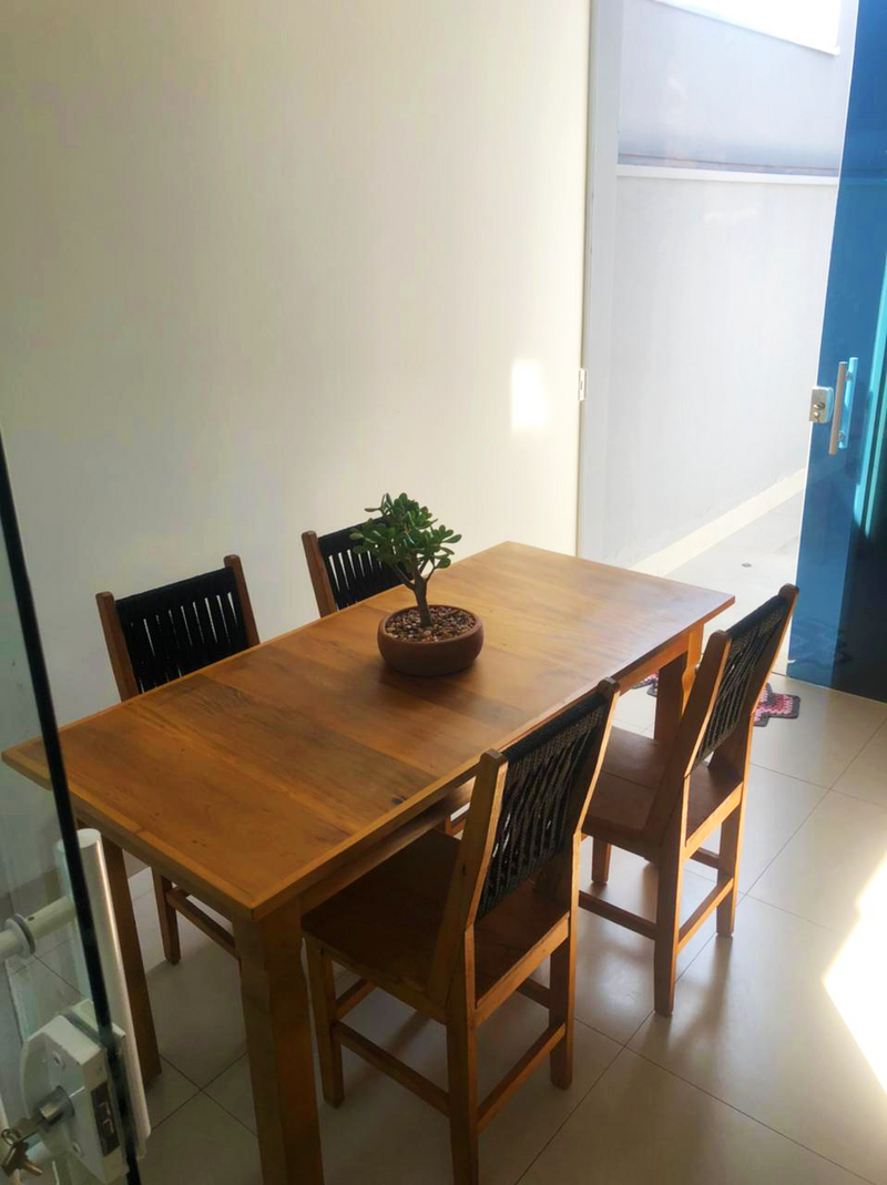 Rustic Solid Wood Mineira Chair in Peroba-Rosa and Blue Nautical Rope