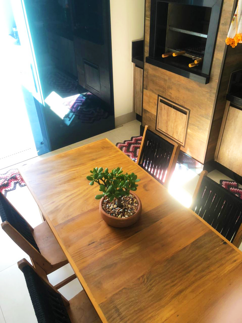 Rustic Solid Wood Mineira Chair in Peroba-Rosa and Blue Nautical Rope