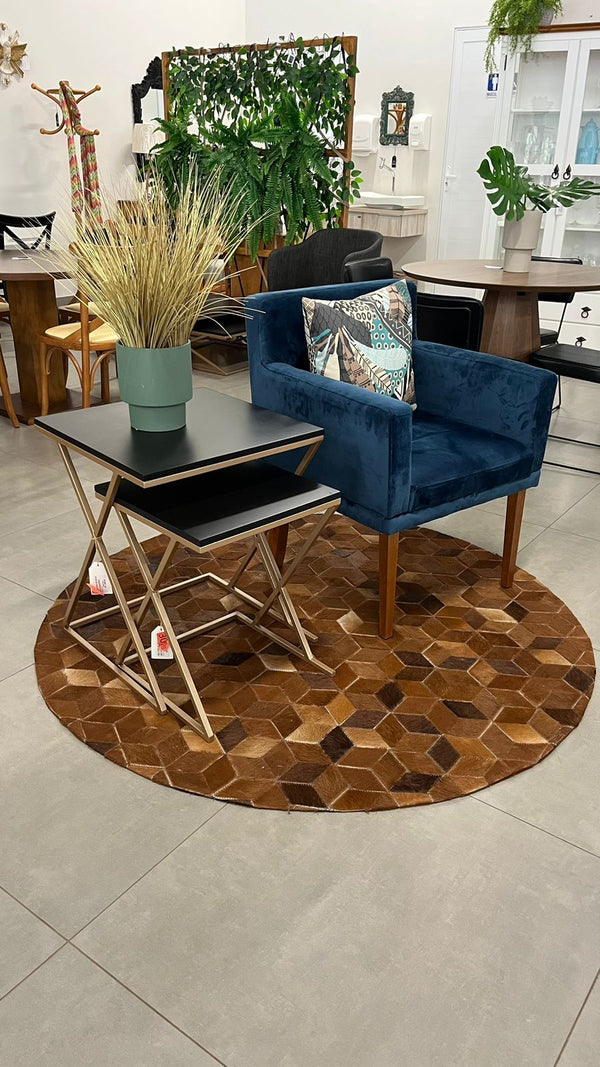 Ambiente 1 com Sara Wooden Armchair Upholstered Seat in Blue Velvet