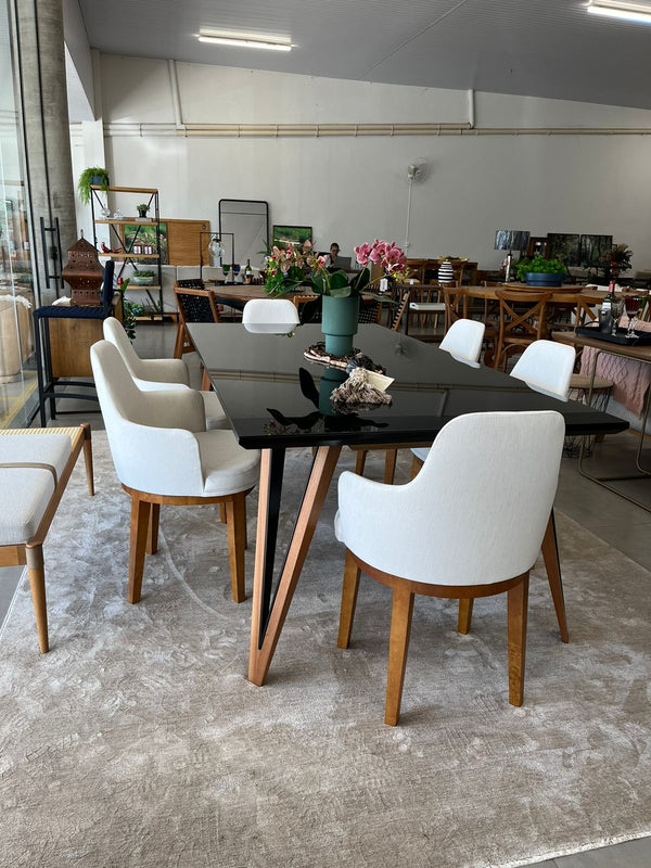 Ambiente 1 com Selene Wooden Chair with Cream Linen Upholstery 2422