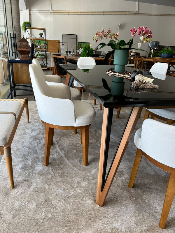 Ambiente 2 com Selene Wooden Chair with Cream Linen Upholstery 2422
